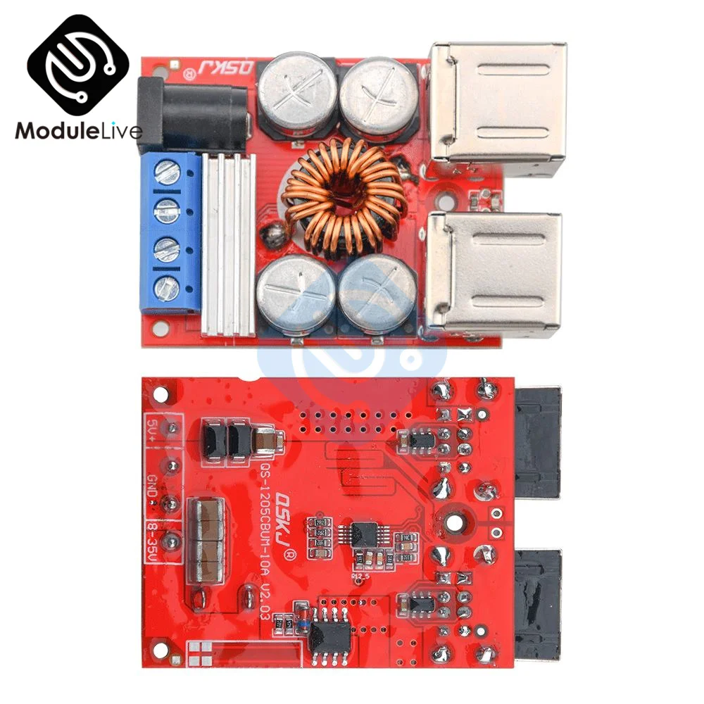 DC-DC Auto Charging Board 8V-35V 5V 8A Car Power Supply Step Down Buck Converter Module 4 Port USB Output mobile Charger