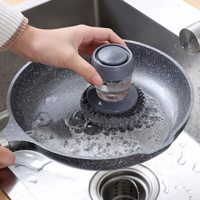 KITCHEN SOAP DISPENSING PALM BRUSH