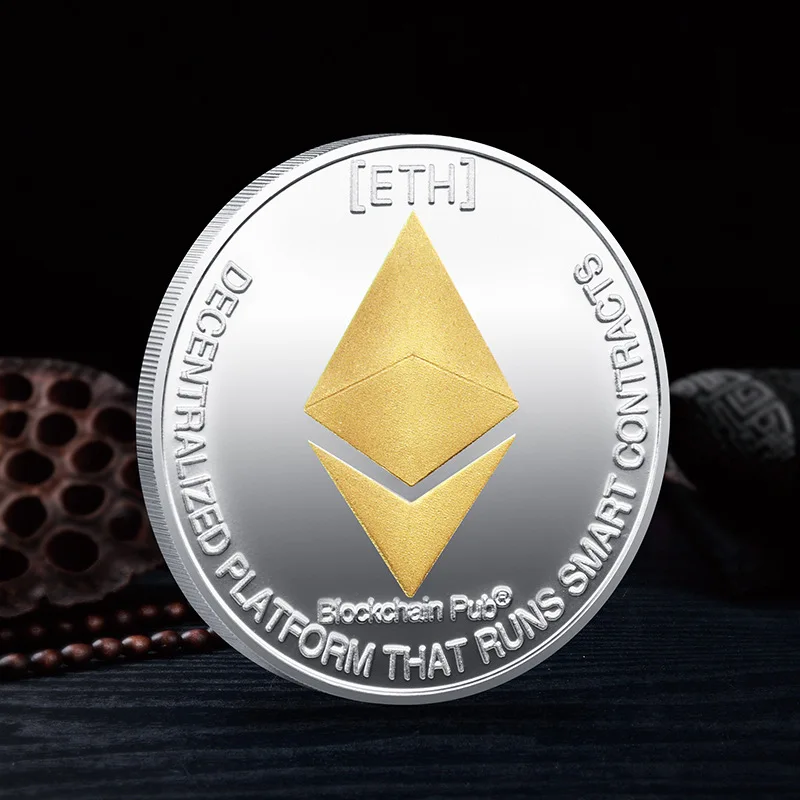 Silvery Plated Ethereum Commemorative Collectible Coin