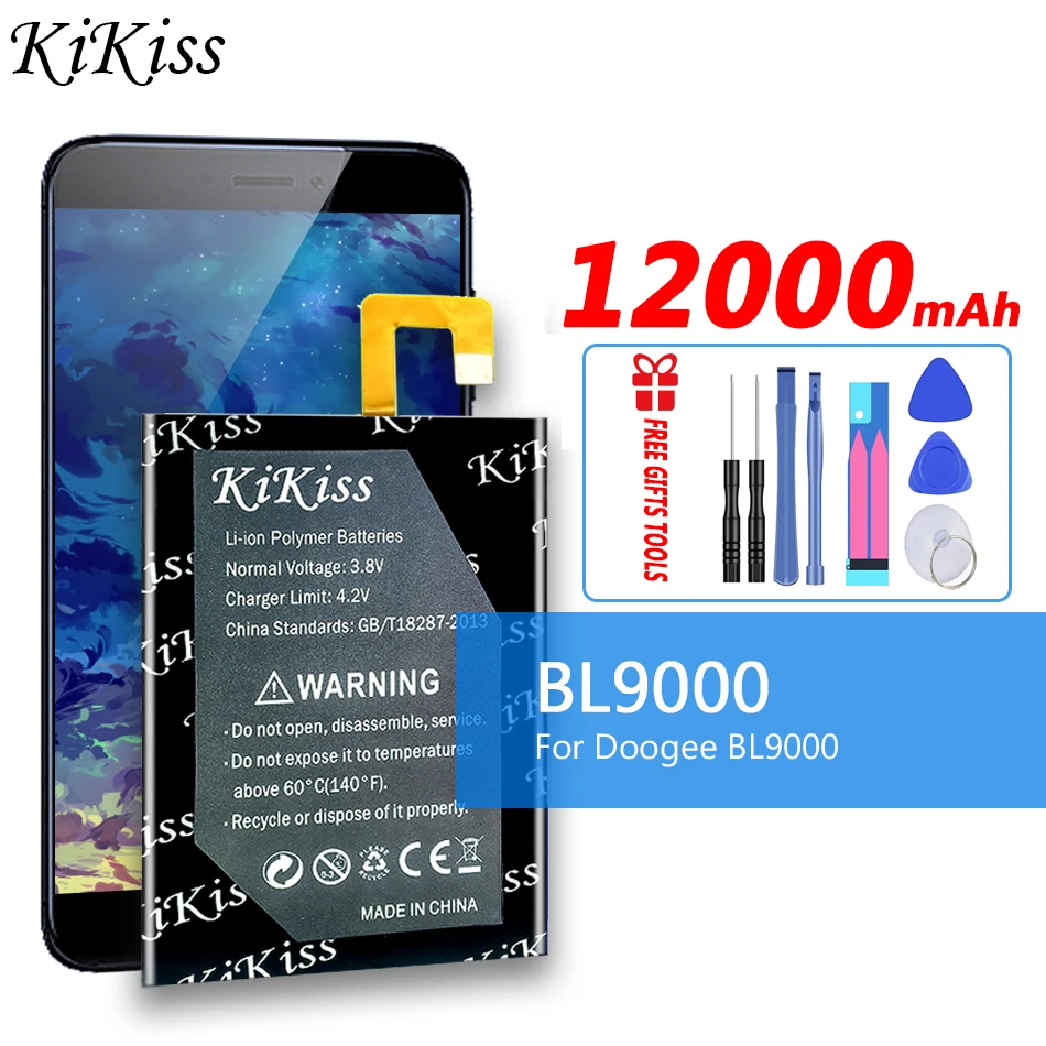 

KiKiss 12000mAh BL 9000 Battery for Doogee BL9000 Mobile Phone Replacement Accumulator + Free Tools