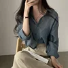 New Korean Trendy Shirt Blouse Simple Thin Pure Color Anti-UV Shirt Anti-fade Shirt Top Sun Protection Blouse Women Streetwear 3