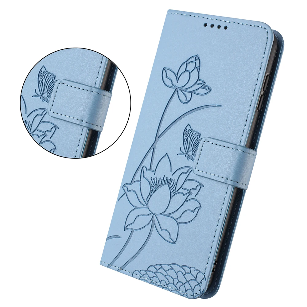 Embossed Leather Wallet Phone Case Cover