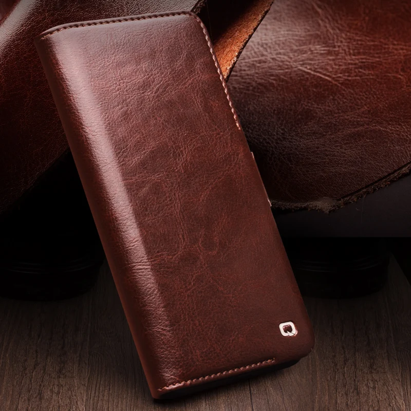 

Qialino Genuine Leather Flip Cases For Huawei Mate 60 Pro Light Luxury Phone Cover With Card Slot Handmade Case For Mate60 Pro