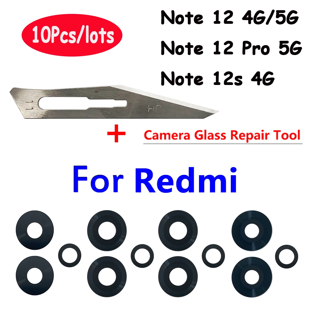 

10Pcs, Original For Xiaomi Redmi Note 12 4G / Note 12 Pro Plus / Note 12s 4G Rear Camera Lens Glass Back Camera Lens With Glue