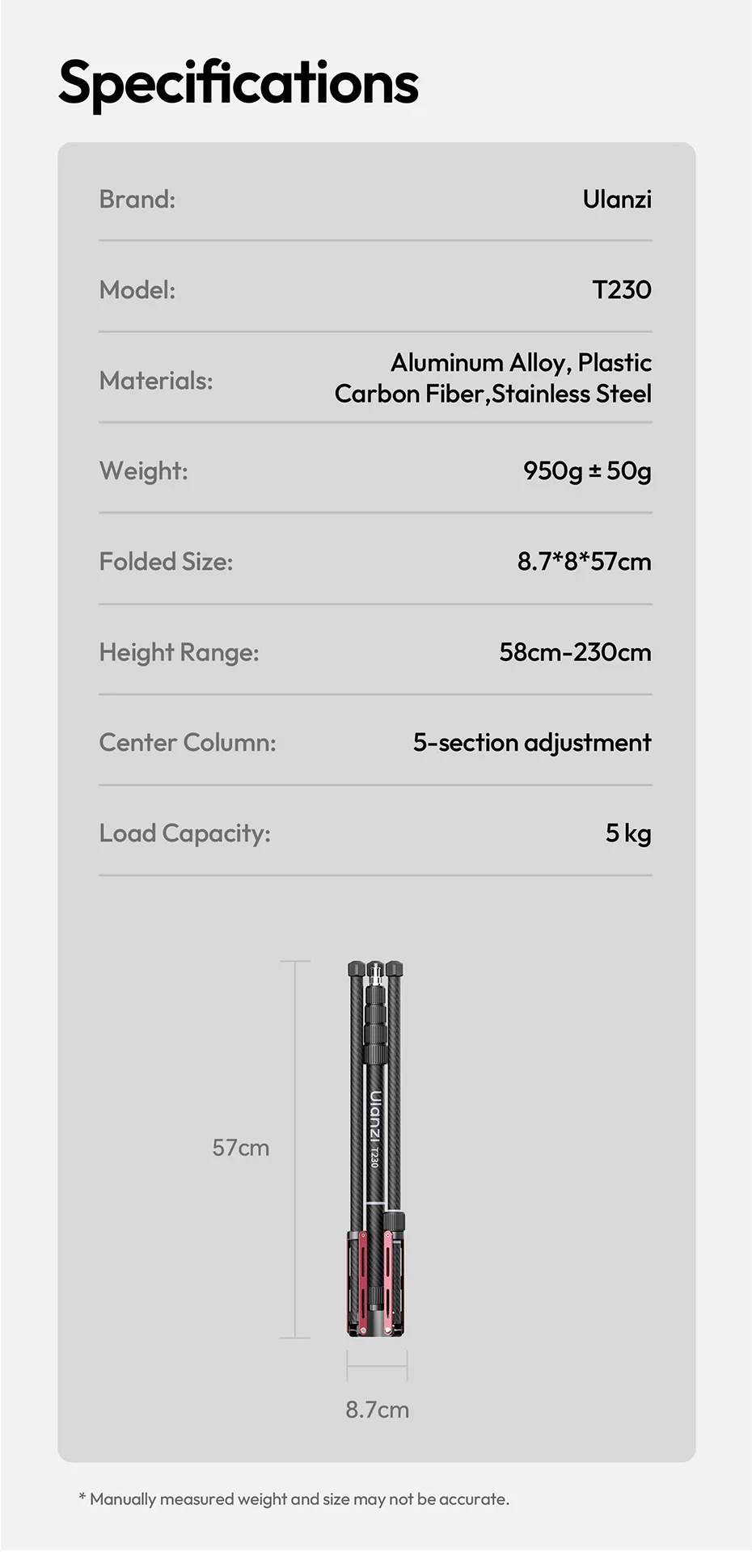  T230 Reversible Leg Light Stand Tripod 58-230CM Tripod for COB Light Softbox C