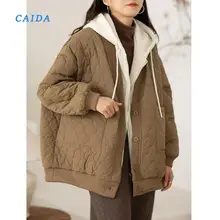 

CAIDA Large Size Fat MM Cotton Clothes Female Small European Station 2021 New Winter Clothes Loose Thickened Hooded Cotton Coat