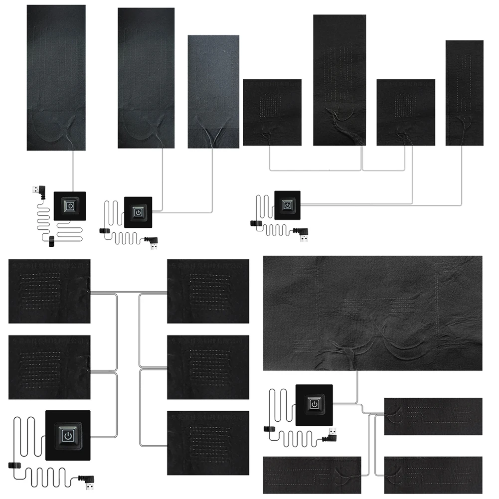 Temperature Control Pad 3 Gear Adjustable Cloth Jacket Heater Pads 5V Heating Warmer Pad DIY Heat Clothing for Camping Hiking