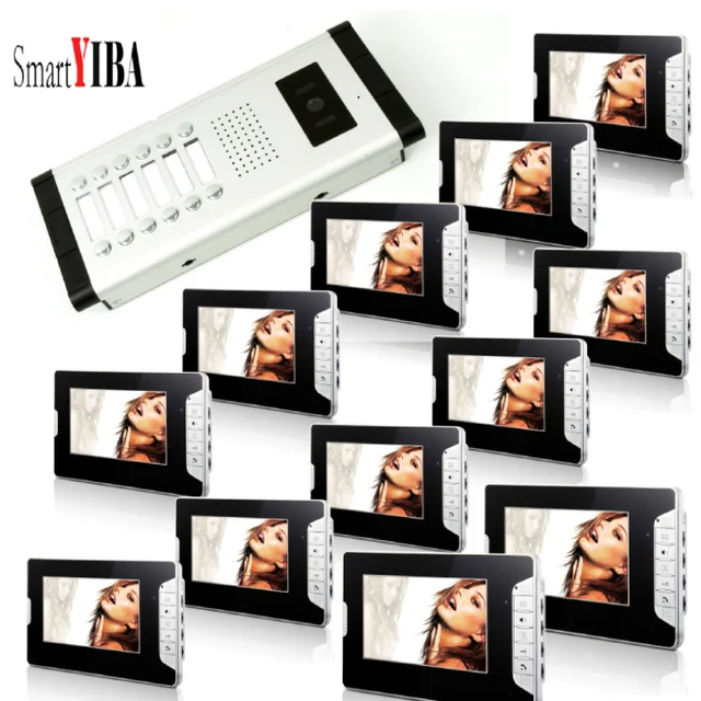 SmartYIBA 7" Intercom System For Multi Building 3-12 Units for Family Video Door Phone Villa Security Doorbell Kits 1