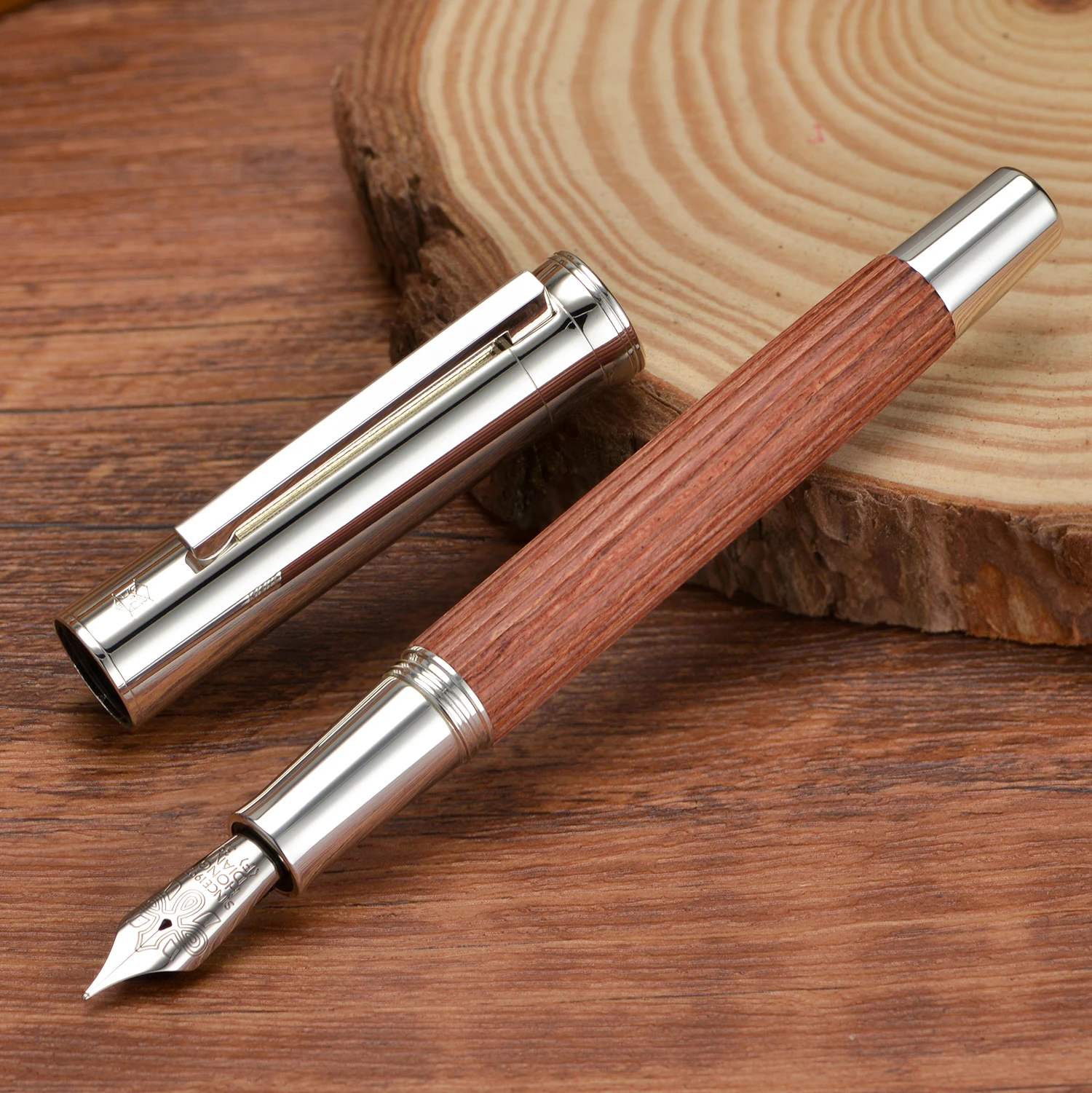 Retro Hongdian 1866 Wood Fountain Pen  #35 EF/F Nib Writing Ink PenSchool Office Supplies Gift Pens jinhao retro chain mail fountain pen copper barrel gold arrow clip fine nib jinhao office finance school writing supplies