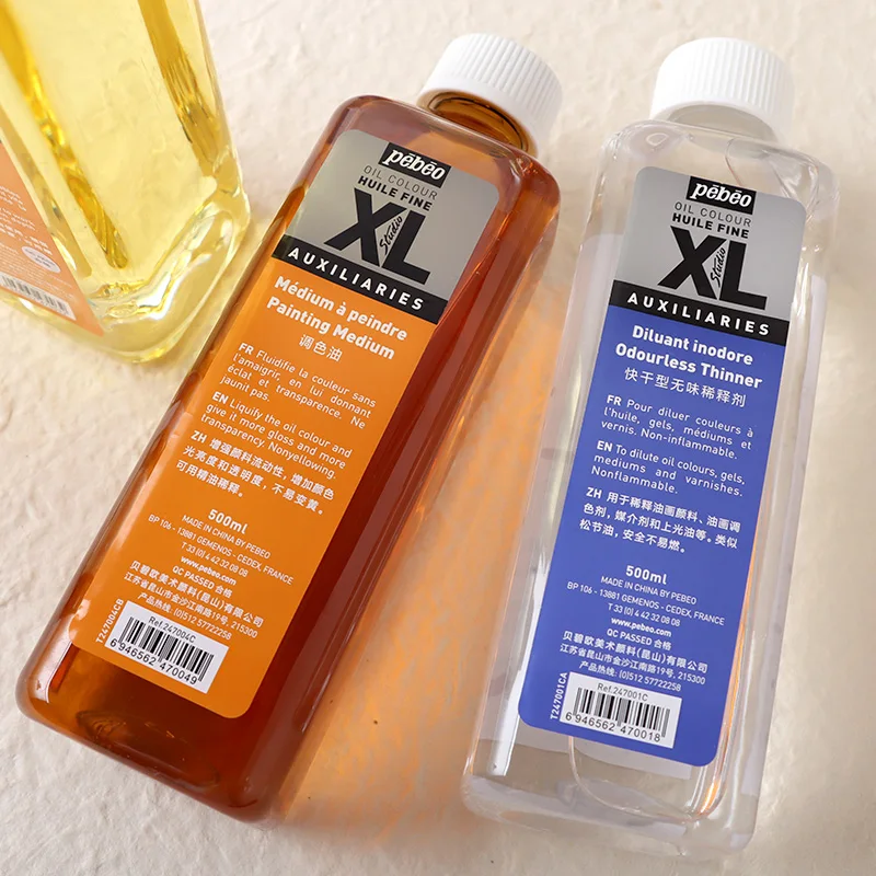 Oil paint Pebeo 500ML oil paint medium clear varnish linseed oil mineral thinner odorless thinner for drawing auxiliary supplies