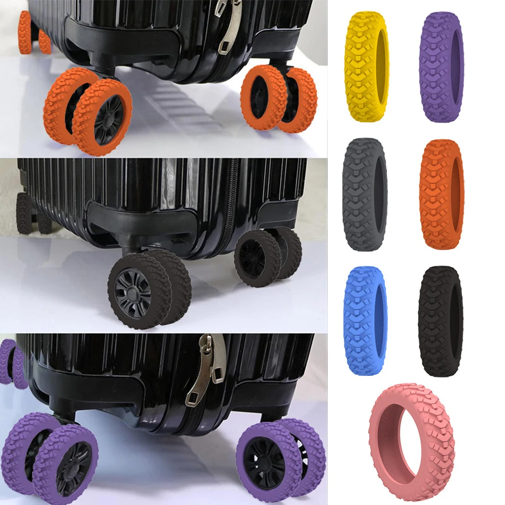 8Pcs Silicone Travel Luggage Caster Shoes With Silent Sound Suitcase Wheels Protection Cover Trolley Box Casters Cover Accessory