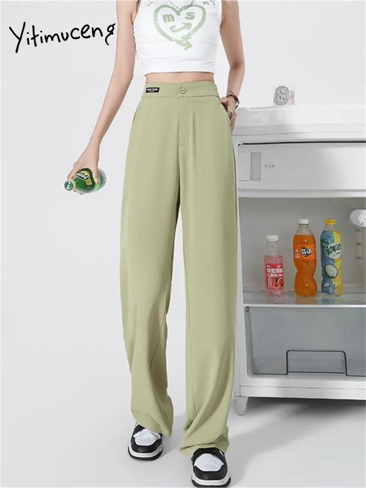 Yitimuceng Green Suits Pants Women 2023 New High Waisted Korean