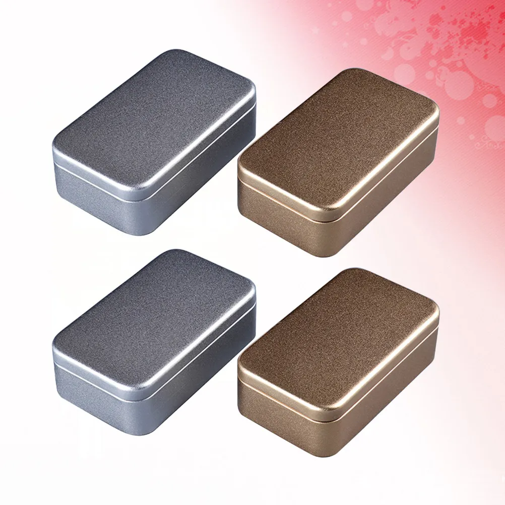 4Pcs 금속 명함 상자 Tinplate 보관 상자 휴대용 밀봉 용기 미니 차 커피 설탕 홈 여행 주최자