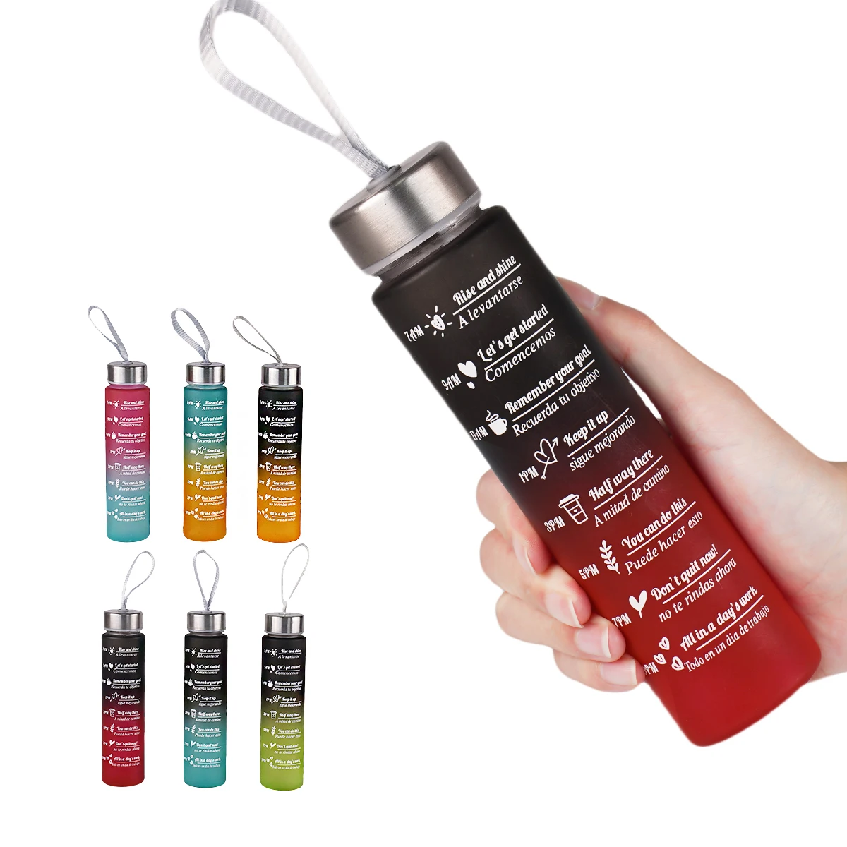Leak-Proof BPA-Free 300ml Water Bottle with Time Marker – High-Quality Reusable Sports & Fitness Hydration