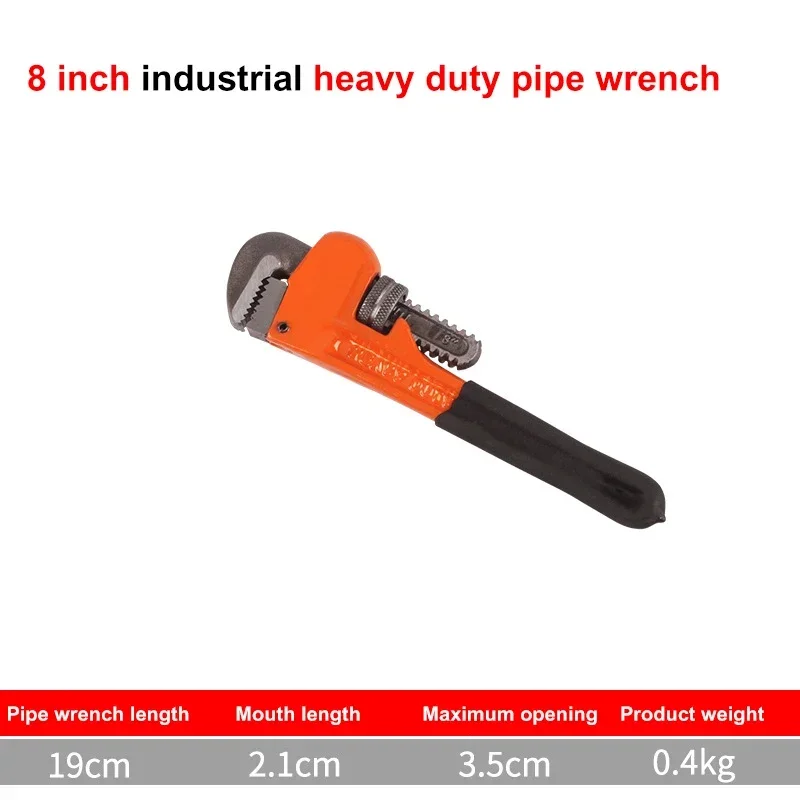 Heavy Duty Straight Pipe Wrench 8/10/12/14/18 Inch Plumbing Installation Pliers Spanner Universal Large Opening Adjustable Clamp