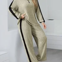 Elegant Casual 2-Piece Suit | Zipper Collar Long-Sleeve Top & Wide-Leg Pants, Soft Skin-Friendly , Trendy Daily Wear - Image 5