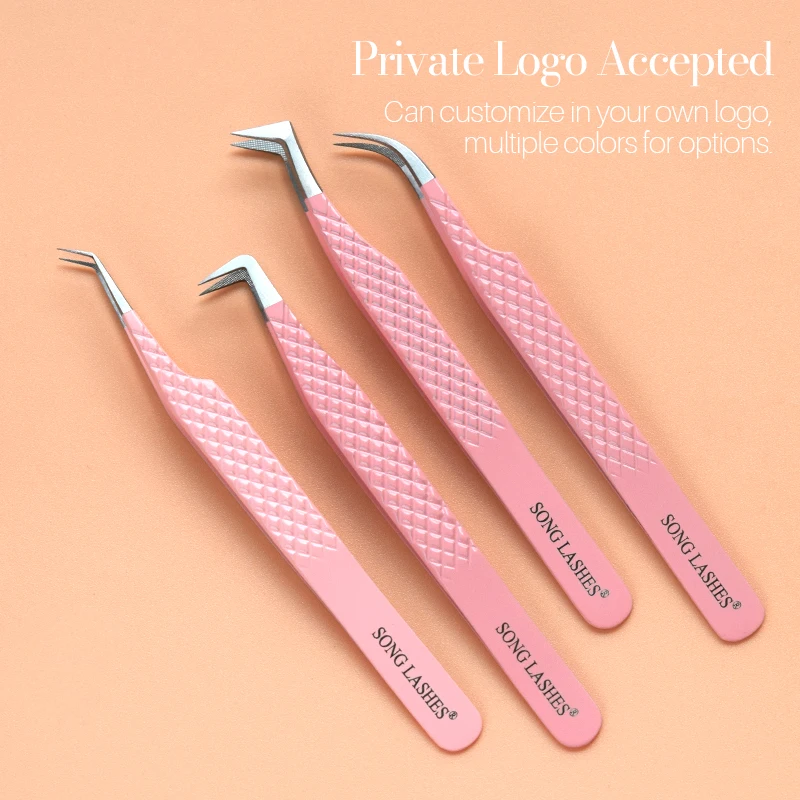 SONG LASHES Fiber Tips Tweezers for Fake Eyelash Extension Supplies High Precision Makeup and Supplies