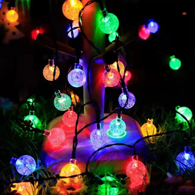 Solar Crystal Ball String Light 8 Modes LED Waterproof Fairy Lights for Outdoor Garden Patio Yard Tree Wedding Party Decoration
