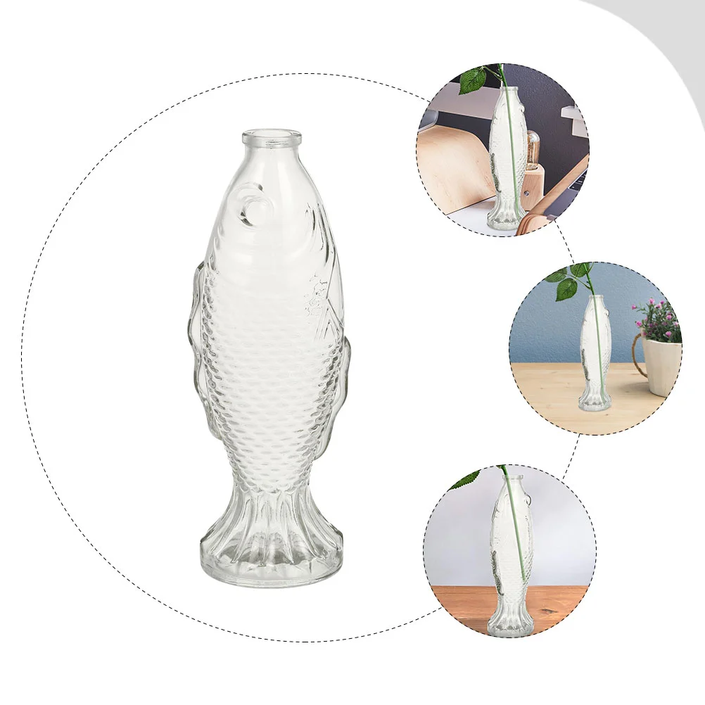 Glass Fish Vase Flask Large Pitcher with Lid Pots for Plants Vases Shaped Bottle Container 4