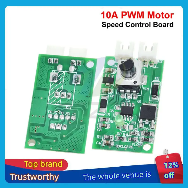 DC 7V~12V 10A PWM DC-Motor-Drehzahlregelungsmodul Hochleistungs-PWM-Drehzahlregler PCB Elektronikplatine Externe Stromversorgung
