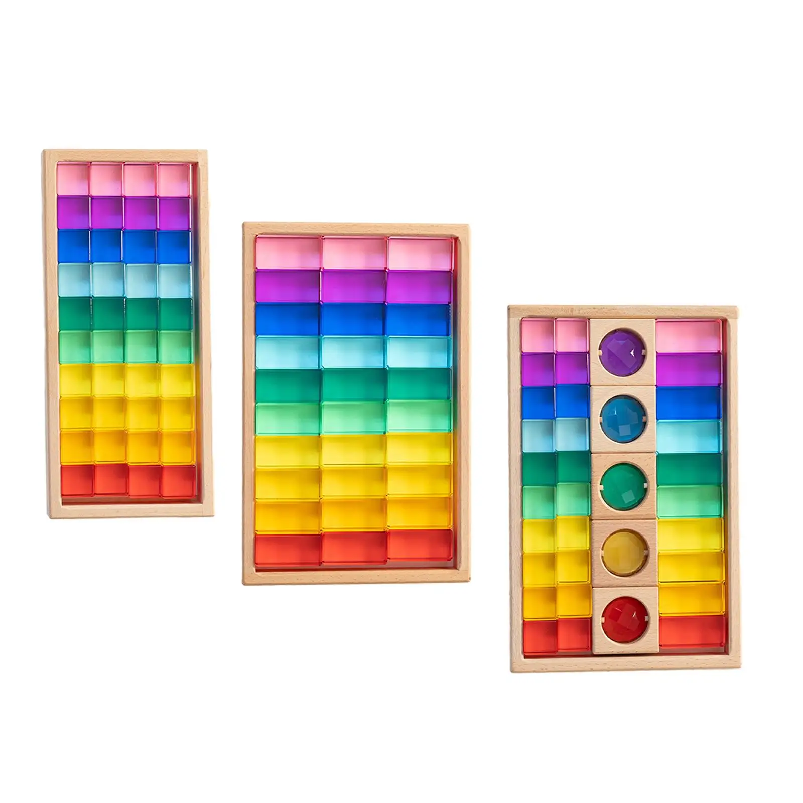 Rainbow Building Blocks Set Rainbow Acrylic Gemstone Cubes for Age 3 4 5 6