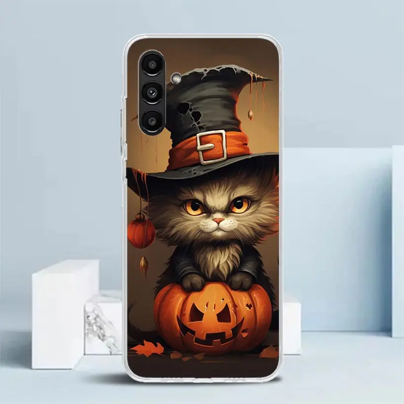 Spooky Black Kitten & Pumpkin Halloween Phone Case