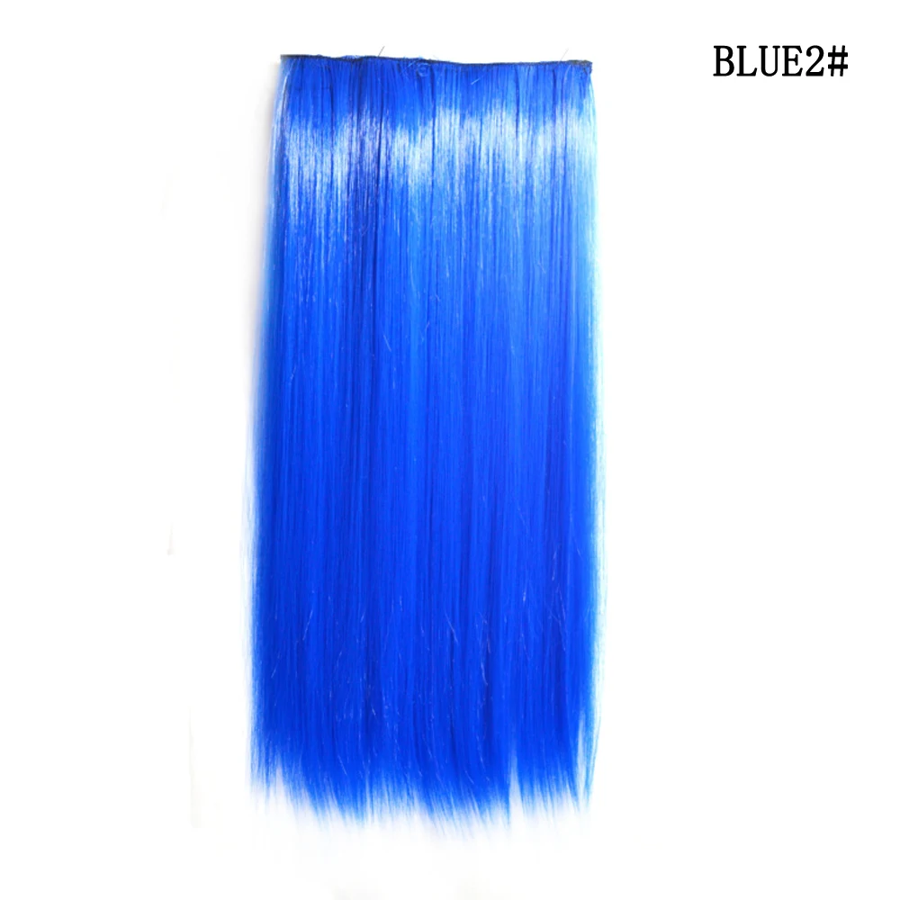 24 Zoll synthetische einteilige 5 Clips in Haarverlängerungen lange gerade Hochtemperaturfaser buntes Haarteil für Frauen – Detail 6