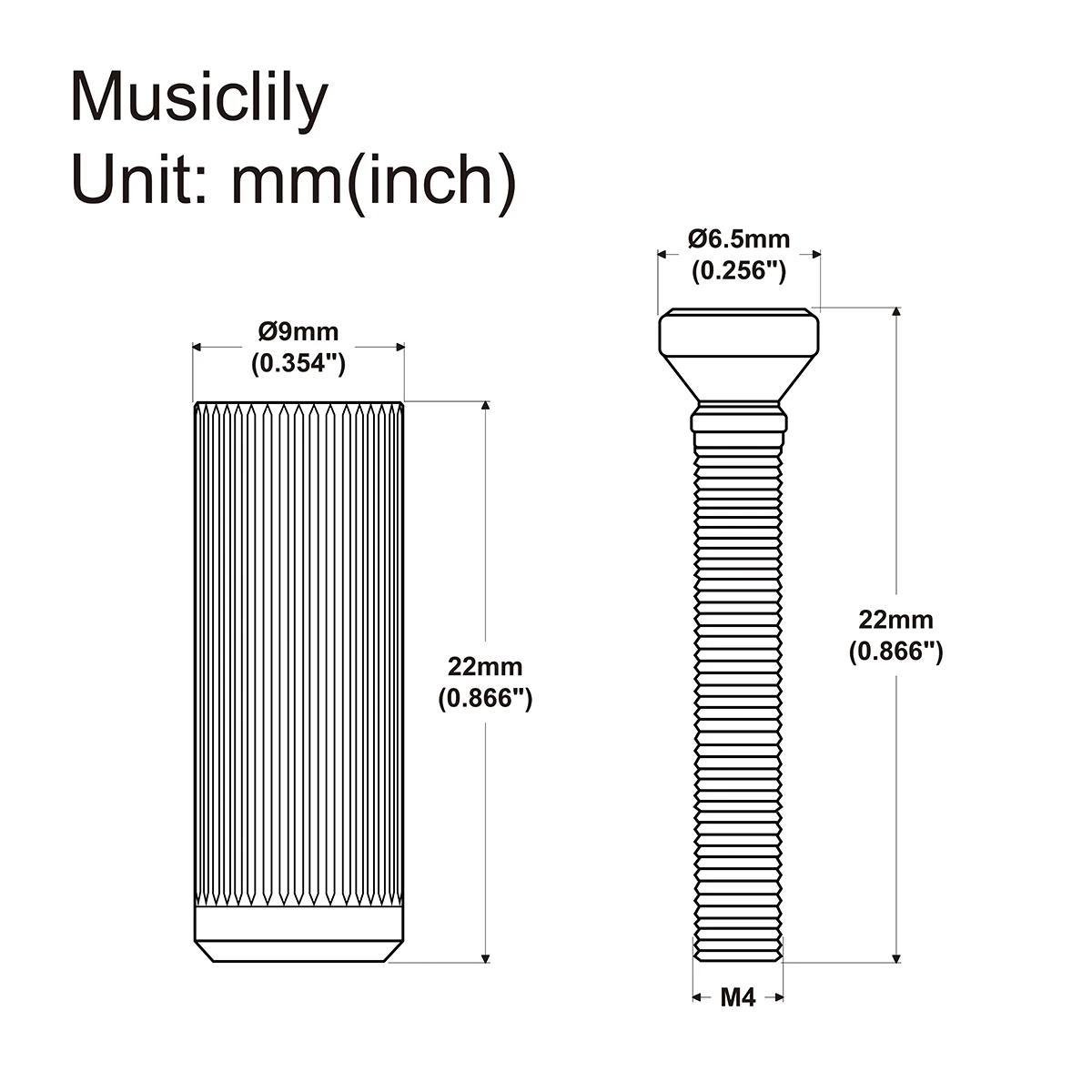 Wilkinson WV2 WVP2 트레몰로 브릿지 장착 인서트 및 스터드, 오리지널 색상(2개 세트)