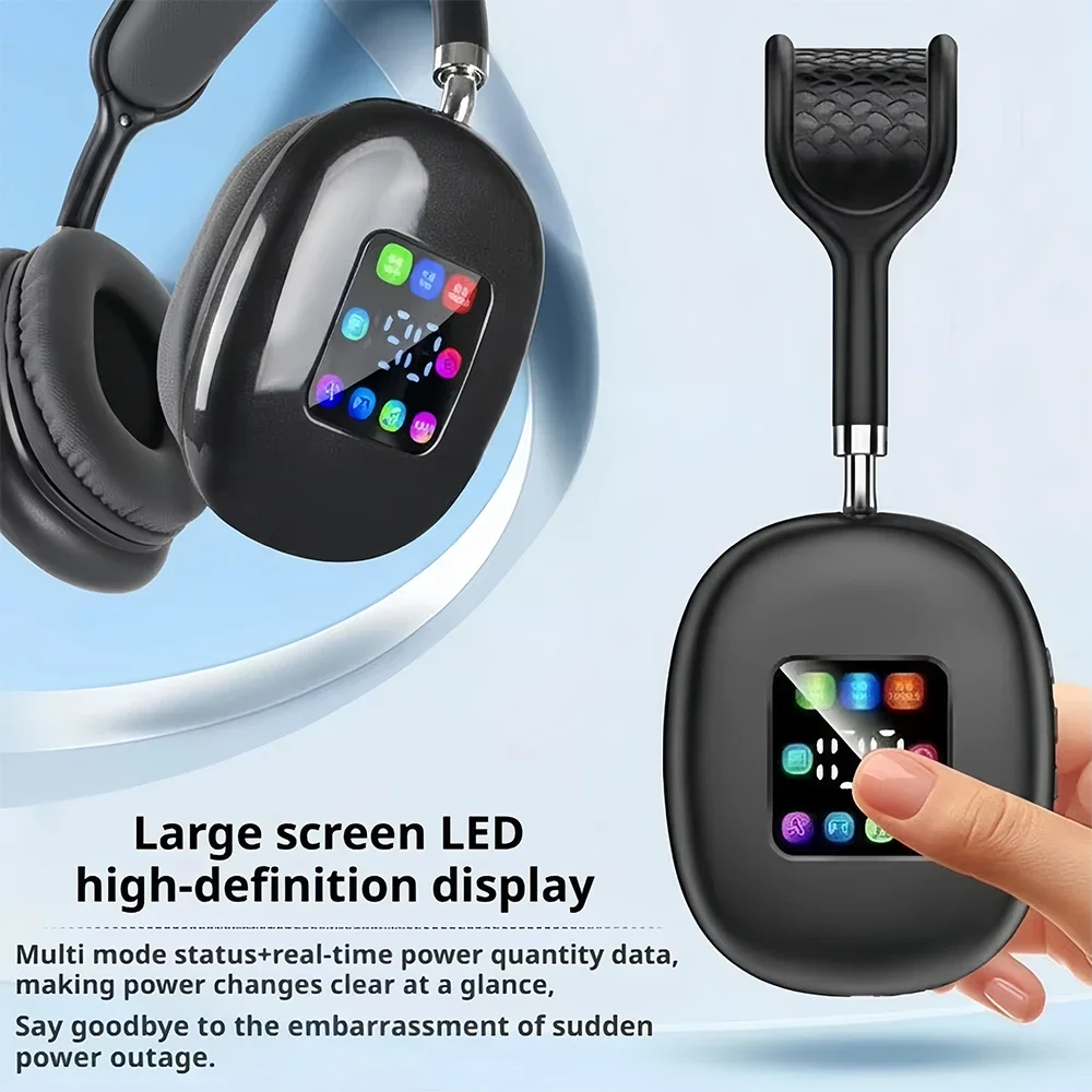 Casque audio sans fil KEBIDUMEI Bluetooth 5.3 avec écran couleur, réduction de bruit active, stéréo Hi-Fi, radio FM et prise auxiliaire 3,5 mm._voghion.com