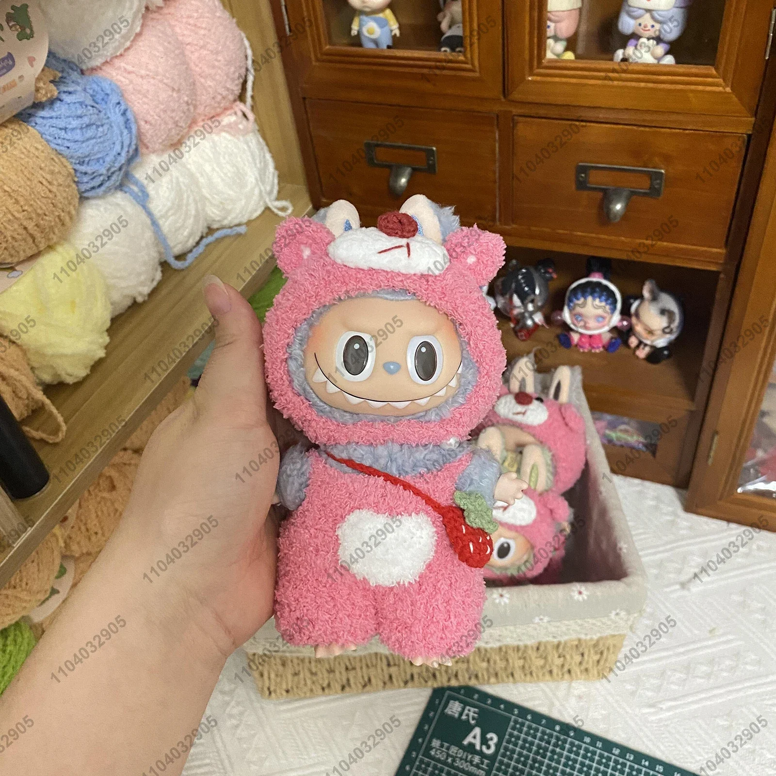 Plush Vinyl Doll Labubu The Monsters Pink Costume