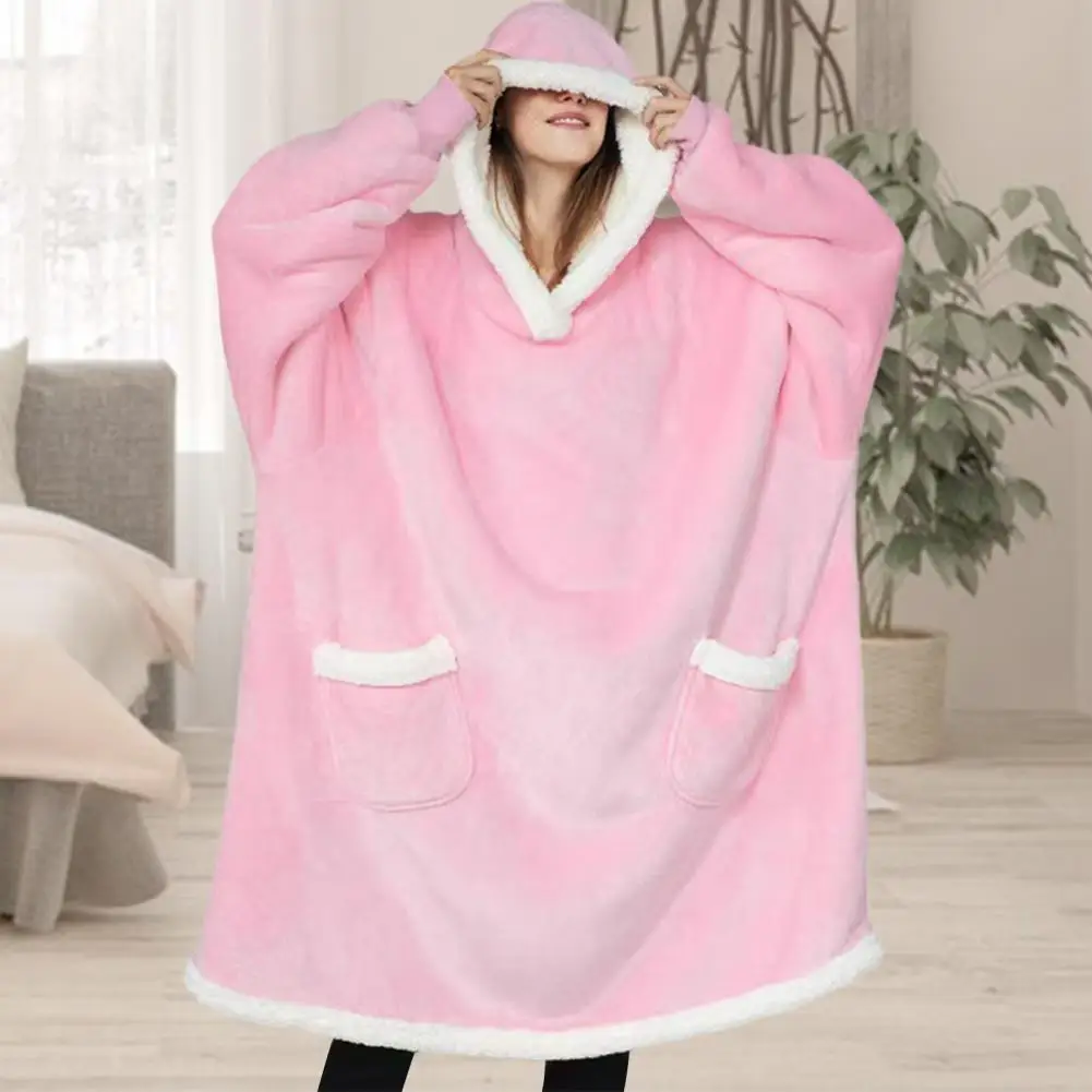 

Супермягкая фланелевая Женская толстовка с капюшоном, удобная зимняя одежда для сна с двойными накладными карманами для холода