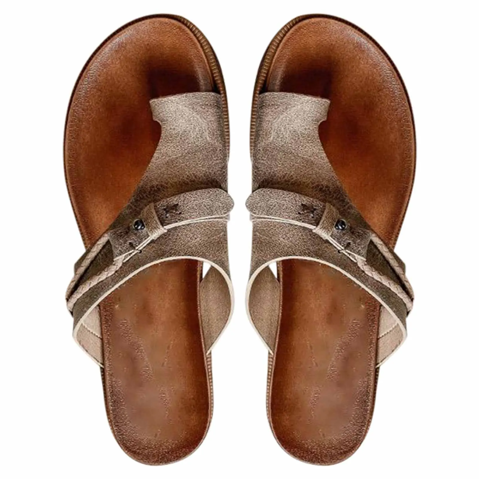 Carina Sandals Women's Open Toe Slippers Flat Heel Flip Flops With EVA