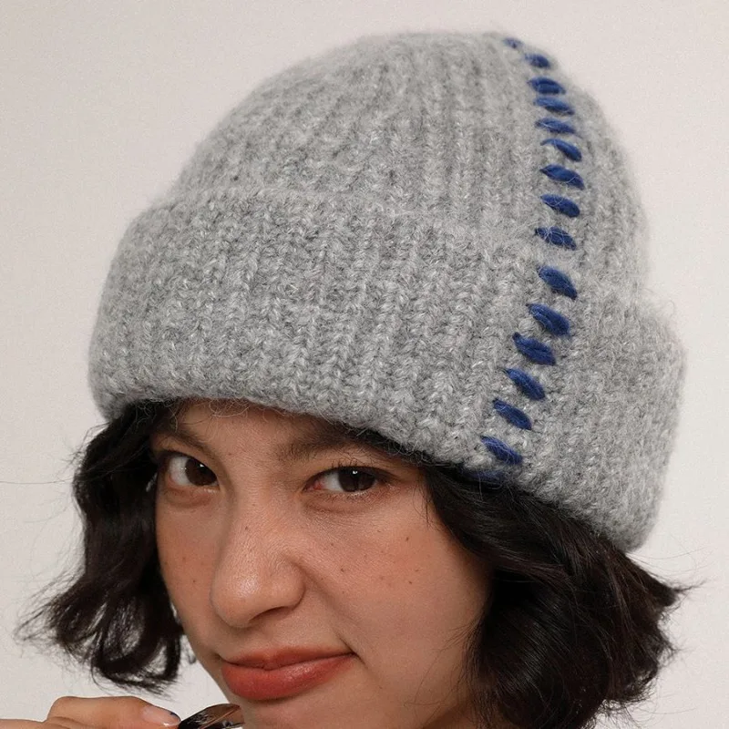 

Модная холодная шапка в стиле панк для мужчин и женщин, модные зимние вязаные облегающие шапки, женские шапки Y2K в стиле хип-хоп, Повседневная теплая облегающая шапка