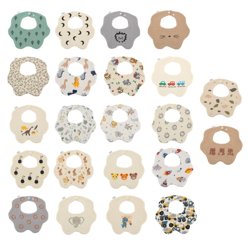 

Multi-pattern Baby Bibs 6-Layer Baby Drooling Bibs Soft & Absorbent Muslin Bibs for Teething Drooling Baby Shower- DropShipping