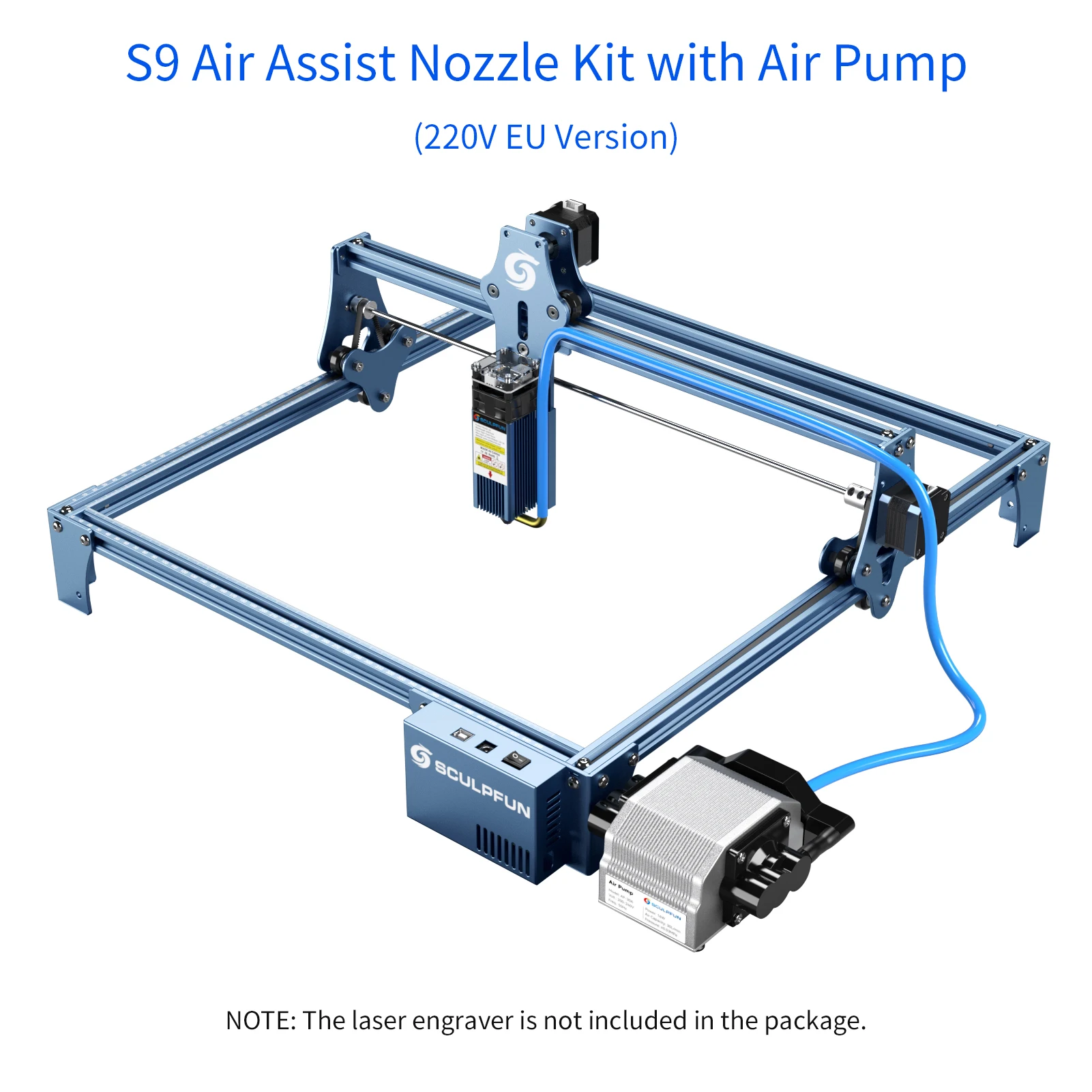 SCULPFUN S9 Air Assist Nozzle Kit 30ML Air Pump EU/US Version 220V/100V High Speed Assist Full Metal Structure laser air assist kit