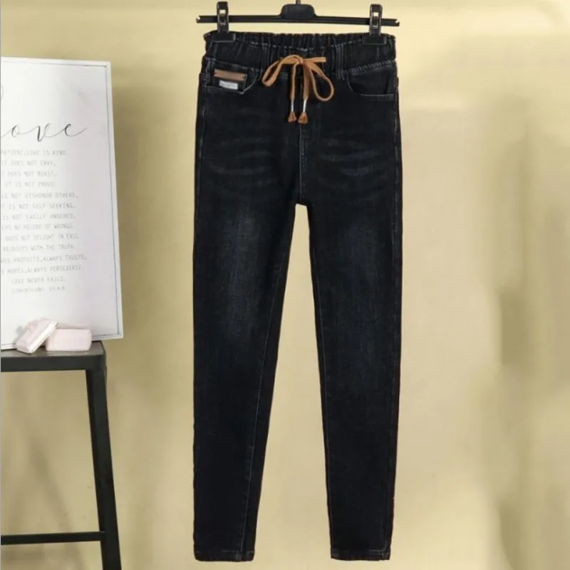 zara jeans High Elastic Waist Hemming Boyfriend Loose Ripped Harem Jeans Mom Light Blue Cuffed Casual Ankle length Capris Baggy Denim Pants jeans pant Jeans