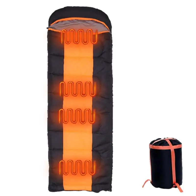 

USB Heated Sleeping Bag 5V Powered Heating Pad Waterproof Ultralight Adults Camping Warm Sleeping Bags With 3-Level Temperature