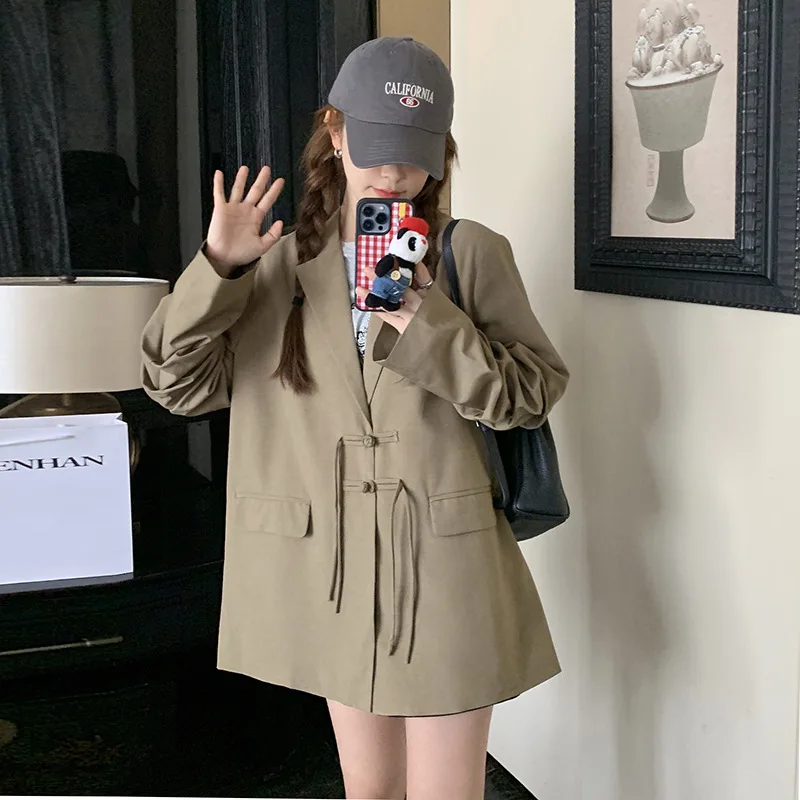 

SuperAen 2024 женский весенний новый китайский костюм пальто женский свободный большой корейский дизайн Женский блейзер