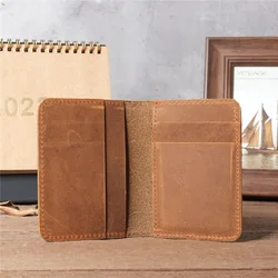 Genuine Leather Slim Credit Card Holder Wallet - Men's Retro Design (Yellow brown)