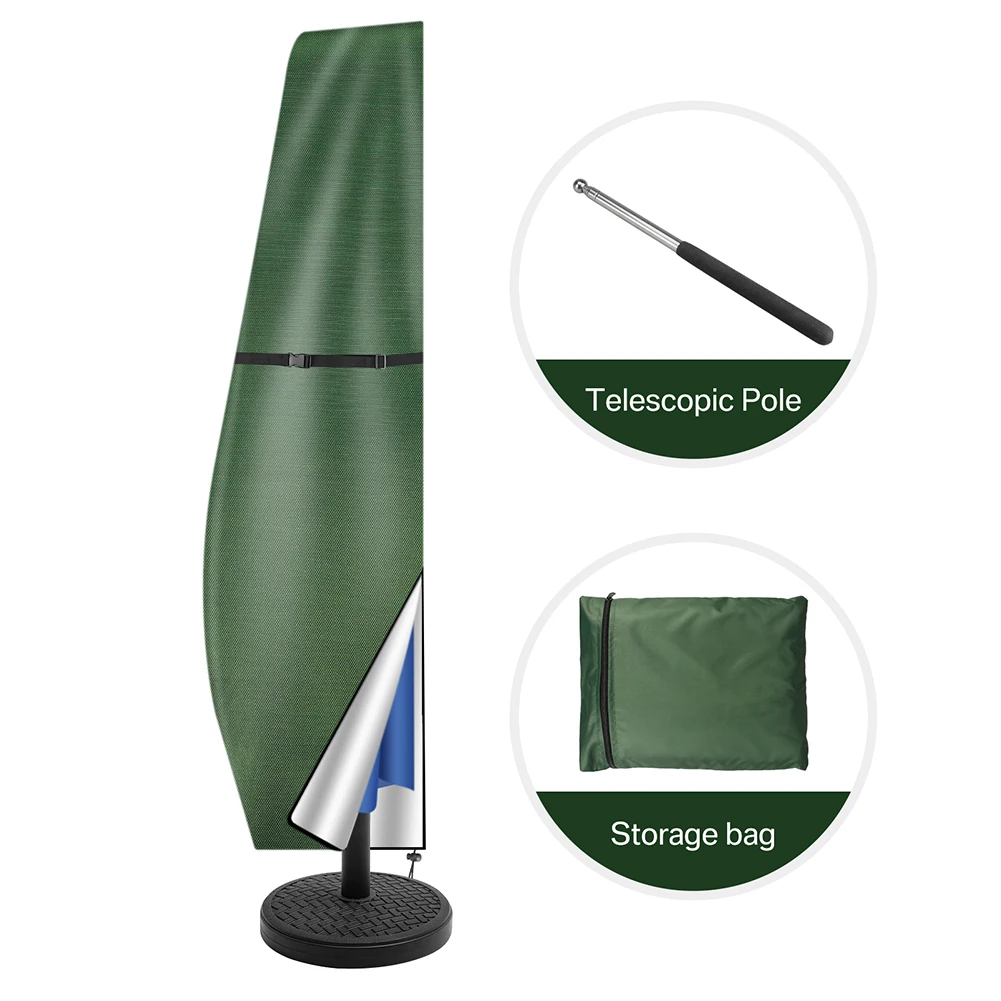 Durable Waterproof Outdoor Umbrella Cover - Weatherproof Oxford Cloth Sunshade Protector with Push Rod
