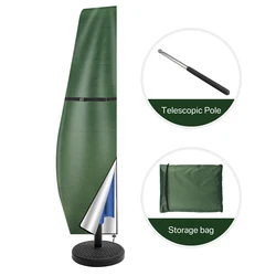 Durable Waterproof Outdoor Umbrella Cover - Weatherproof Oxford Cloth Sunshade Protector with Push Rod - GREEN