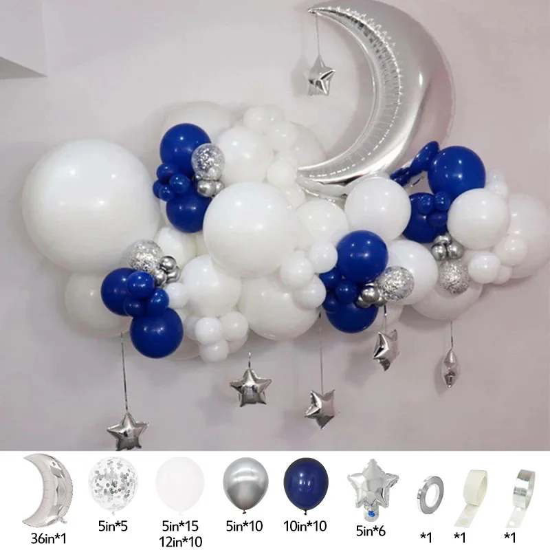 60Pcs Moon Star Balloon Set for Muslim EID Mubarak Festival Home DIY Decoration Ramadan Kareem Kids Birthday Party Ballon Globos