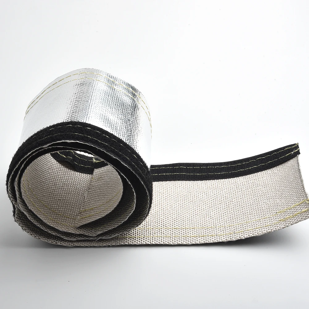 Metal Heat Shield Sleeve Insulated Wire Hose Cover Wrap Loom Tube (2FtX4.2") Sound Heat Insulation Cotton Auto Interior Accessory