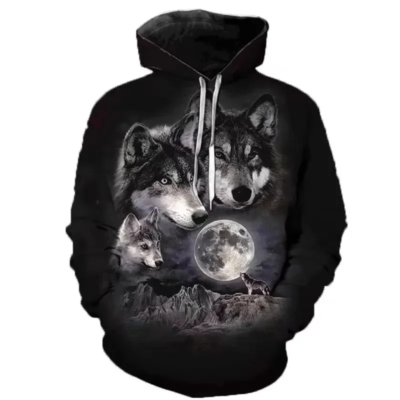 thumbnail image 1 of Sudadera con capucha para hombre con estampado 3D de lobo amante de la moda de otoño de 2023, sudadera holgada de otoño, sudadera con capucha de calle para hombre, sudadera con capucha divertida de ma, 1 of 4