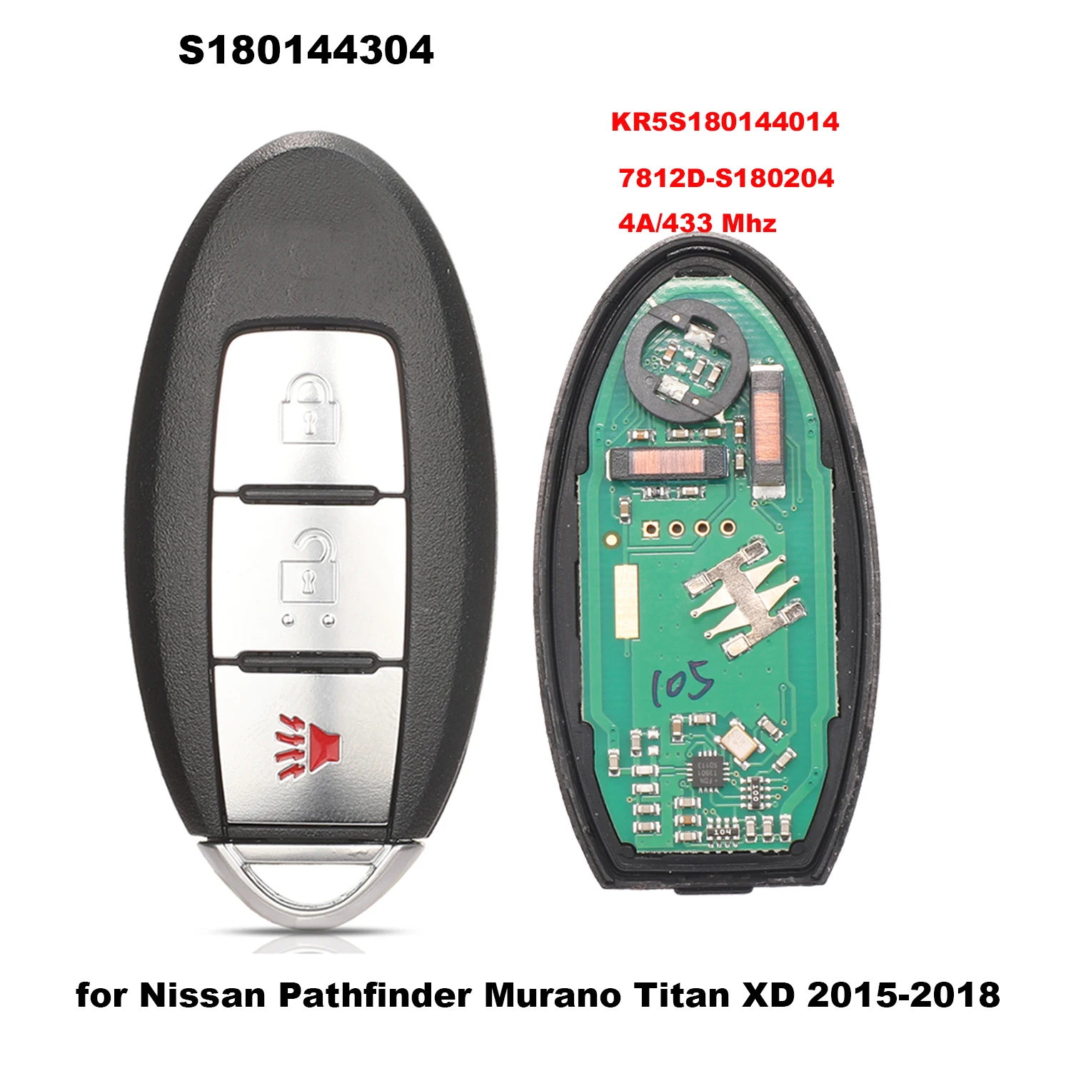 Jingyuqin S180144304 Chiave Remota Per Auto Muslimah Per Nissan Pathfinder Murano Titan Xd 2015-2018 Smart Car Key 433Mhz 4A Chip
