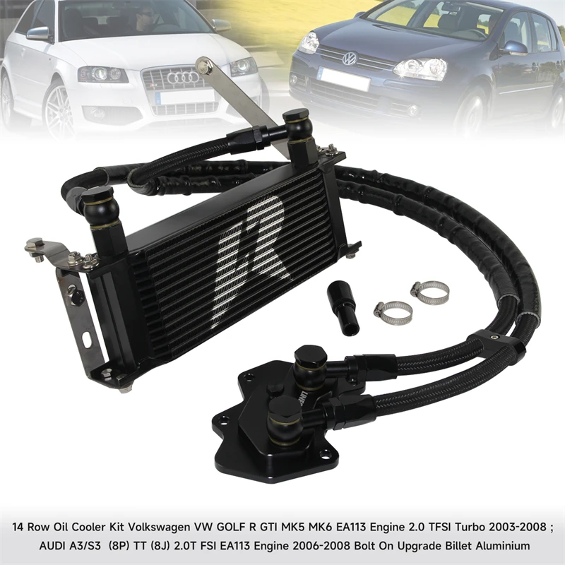 Kit Radiatore Olio A 14 File Per Vw Golf R Gti Mk5 Mk6 03-08 E Audi A3/S3 06-08 Ea113 Bolt On Upgrade Billet Aluminium