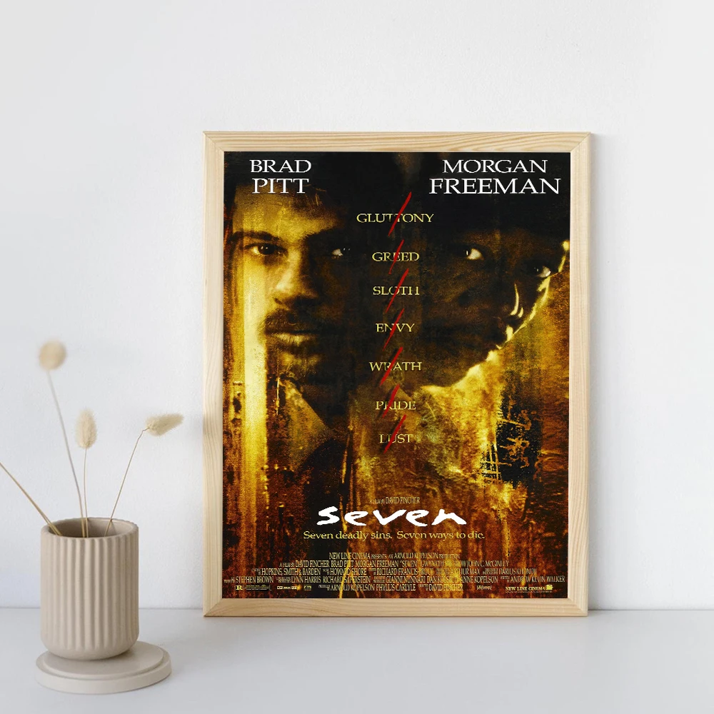 Vintage Black Cinema Art: Se7en Film Canvas Wall Mural