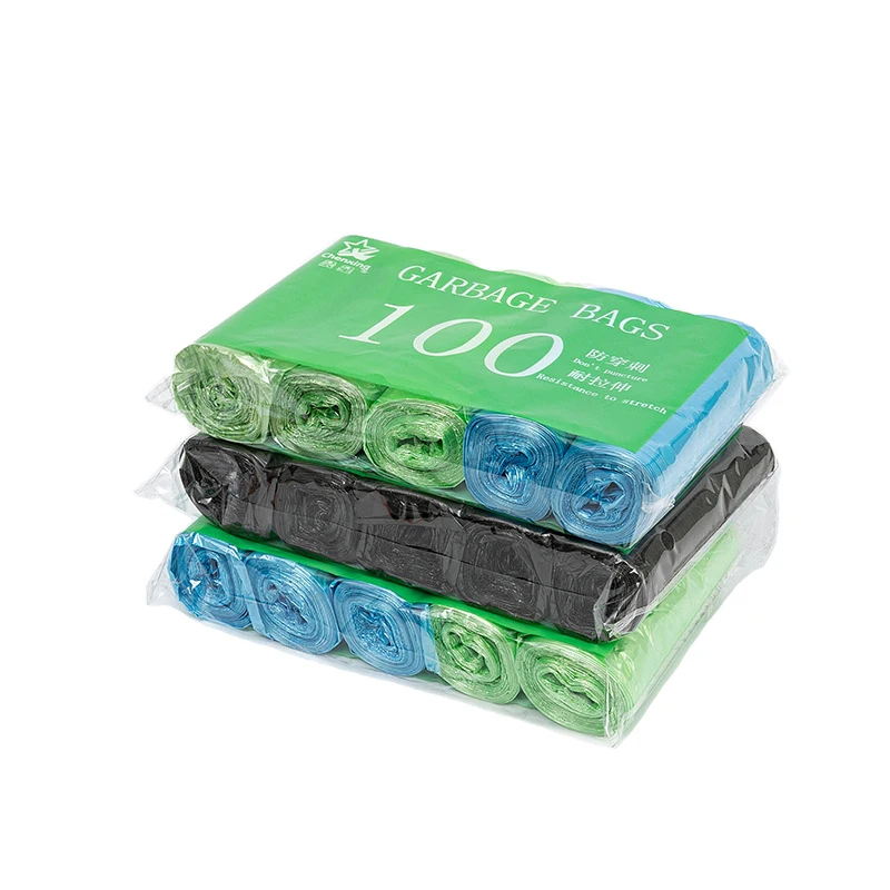 

5 Rolls Of 100Pcs Flat mouth Garbage Bags Portable Household Color Storage Bag Home Bath Waste Trash Bag