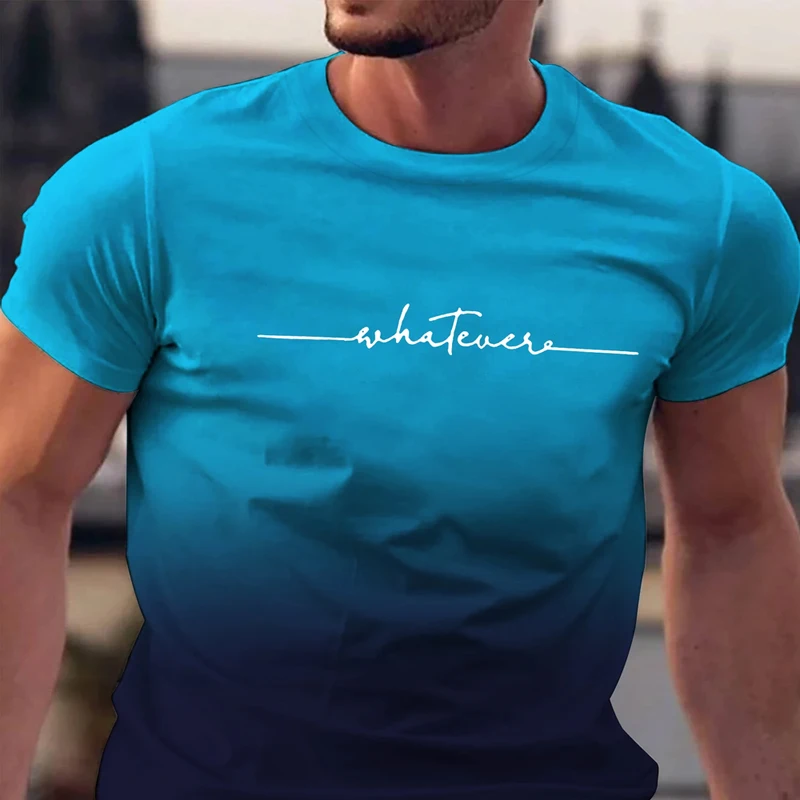 Summer Men's Clothing Whatever Print Short Sleeve Men
