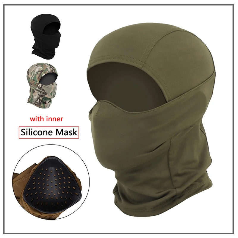 

Outdoor Balaclava Mask Military Tactical Mask Silicone Half Mask Windproof Helmet Airsoft Hunting CS Game Sunscreen Hat